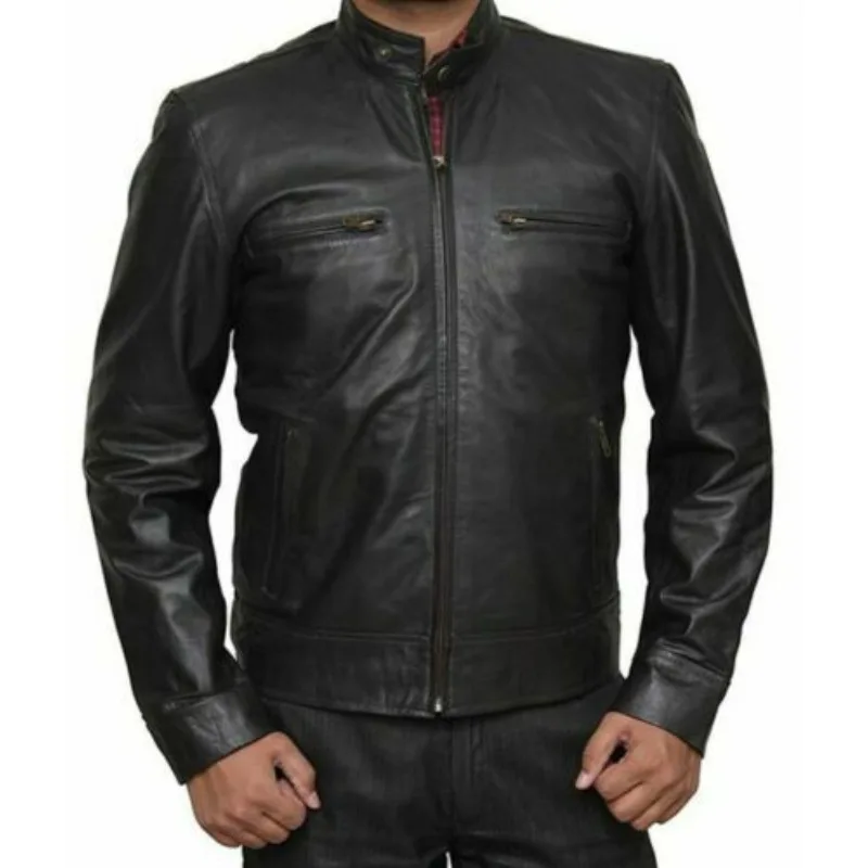 Men's Jacket Genuine Sheepskin Leather Men's Motorcycle Jacket Fashion Trend in Europe and America