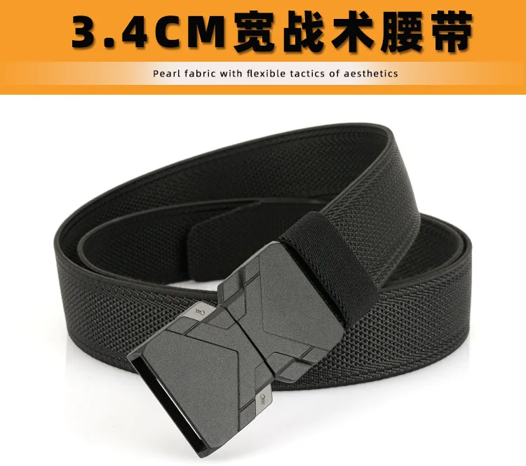 3.4cm New Stretch Belt For Men Best Tactical Belt Quick Release Full Metal Buckle Nylon Unisex Elastic Overalls Work Belt