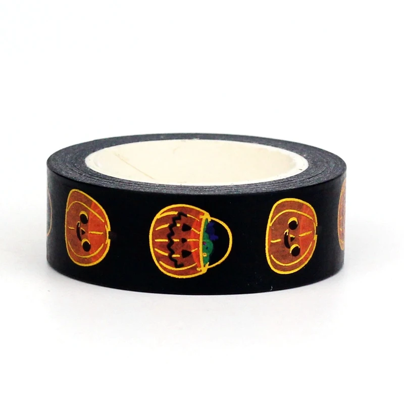 2023 NEW 1X 10M Deco Cute Gold Foil Pumpkin Halloween Washi Tape for Planner Scrapbooking Masking Tape Journal Papeleria