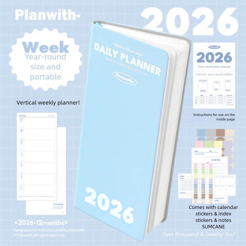 Planwith 2026 خطة أسابيع الجيب دفتر مخطط أسبوعي مجلة الكتابة اليومية جدول Agedan التقويم التخطيط السنوي الشهري