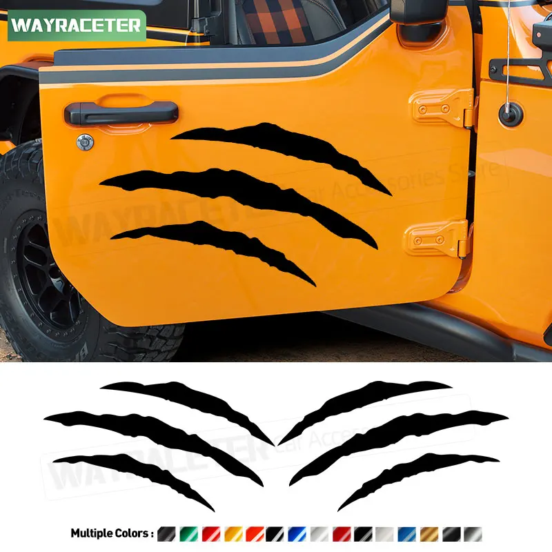 2 Pcs Door Side Sticker Ghost Claw Stripes Car Body Graphics Decal For Jeep Wrangler JK JL TJ YJ CJ JLU Rubicon Accessories