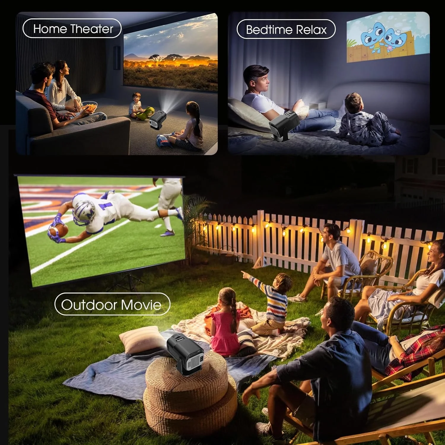 Home Projector HY320 Native 720P Android 11 4K Projector 300ANSI Wifi6 BT5.0 Cinema Outdoor Portable 180° Rotable Projector NEW