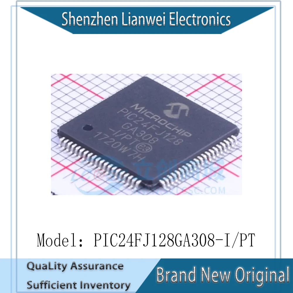 

100% New Original PIC24FJ128GA308-I/PT PIC24FJ128GA308 IC MCU Chipset TQFP-80