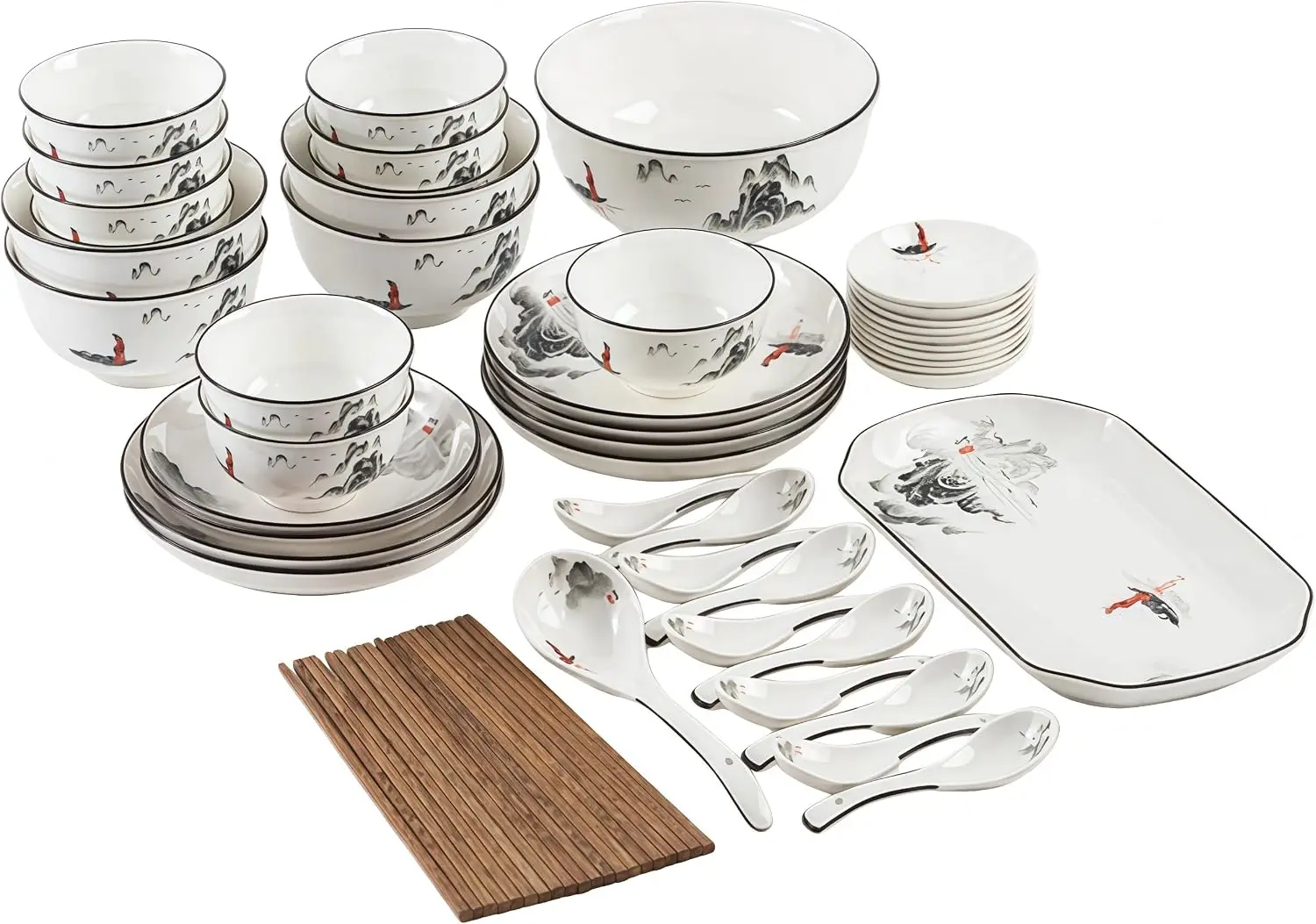 Top Porcelain China Dinnerware Set,Stoneware&Ceramic Dinnerware Sets,Ceramic Cookware Tableware Set Includes Dinner China Plates