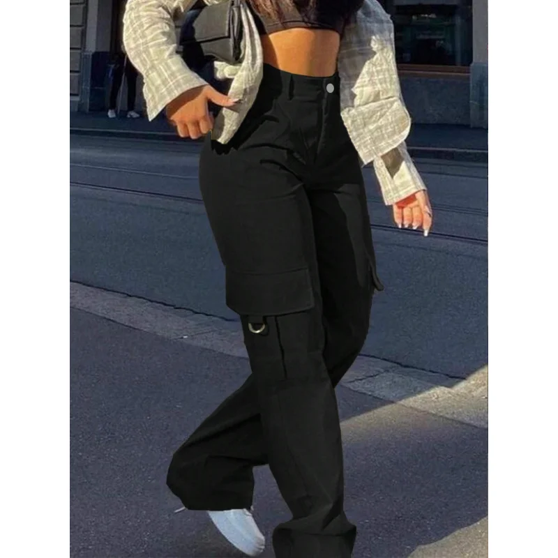 YQ1-2025Women's Spring Summer New American Workwear Style Casual Pants High Waist Street Loose Long Pants