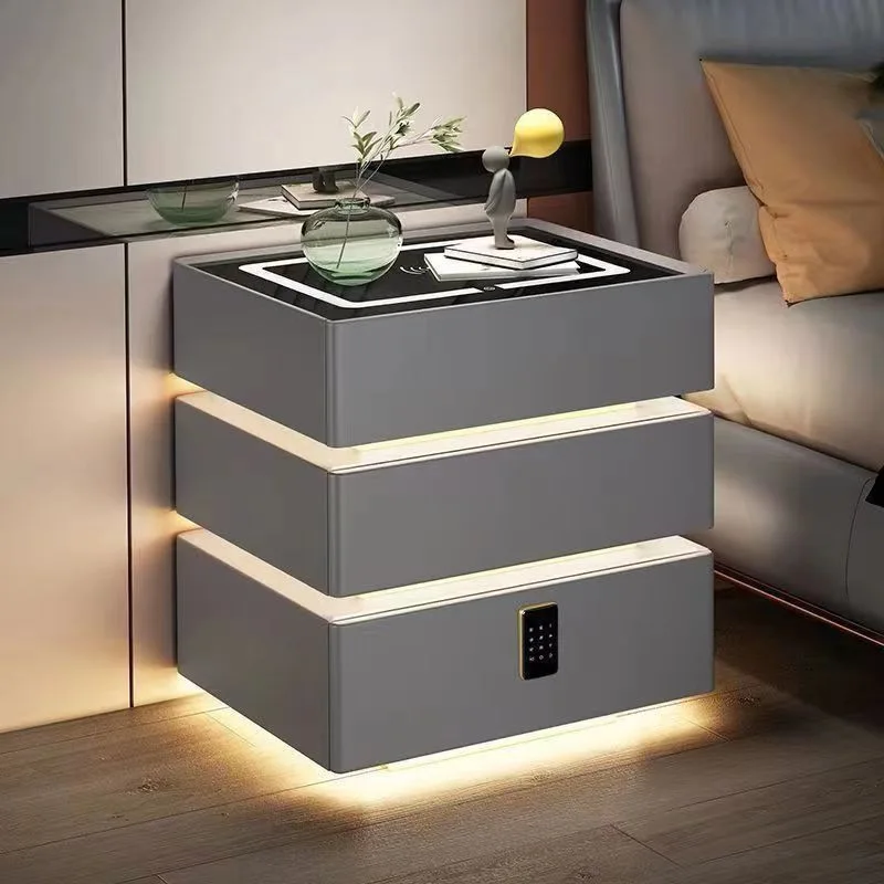 Suspension smart bedside table Cream wind simple modern three-pump multi-function wireless charging password lock solid