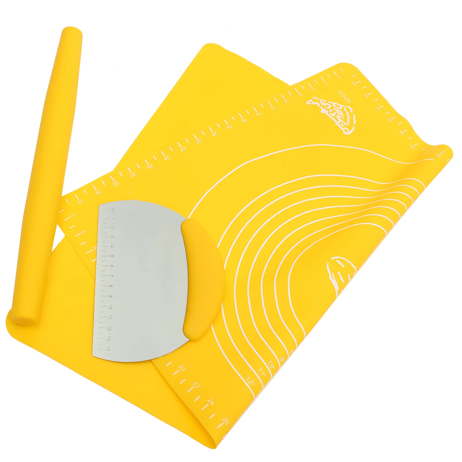 

3 Pcs Silicone Dough Mat Set Non Stick Rolling Pin Baking Tools Kitchen Pastry Roller for Noodles Pizza Bread Firm