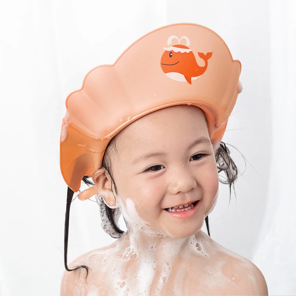 

Shower Cap for Kids Baby Bath Hat Anti backflow Visor Toddlers Hair Washing Pink Head Protector Lightweight Waterproof Portable