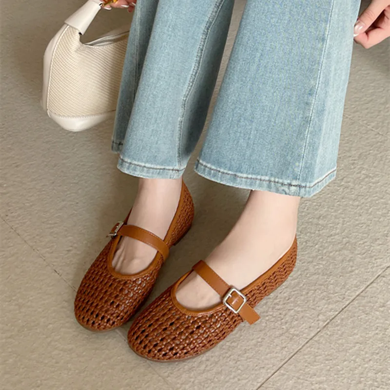 

Bailamos New Brand Women Flat Shoes Fashion Mesh Ladies Elegant Mary Jane Shoes Soft Sole Outdoor Dress Ballerinas