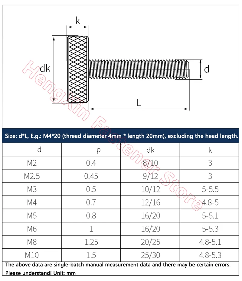 M2 M2.5 M3 M4 M5 M6 M8 304 Stainless Steel Knurl Flat Head Hand Tighten Curtain Wall Glass Large-head Thumb Screw Bolt GB835