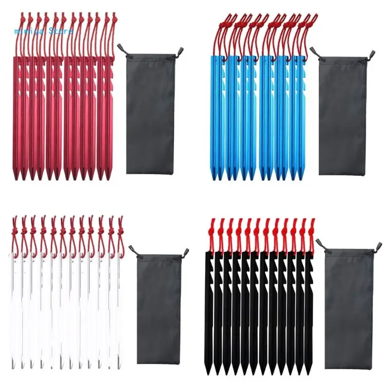 

pipi 12 Pcs Aluminium Alloy Tent Stakes Outdoor Ground Stakes Camping Anchors Peg