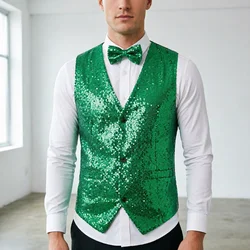 2024 nuovi uomini ballo di nozze festa paillettes vestito gilet moda cantanti spettacoli teatrali top di lusso