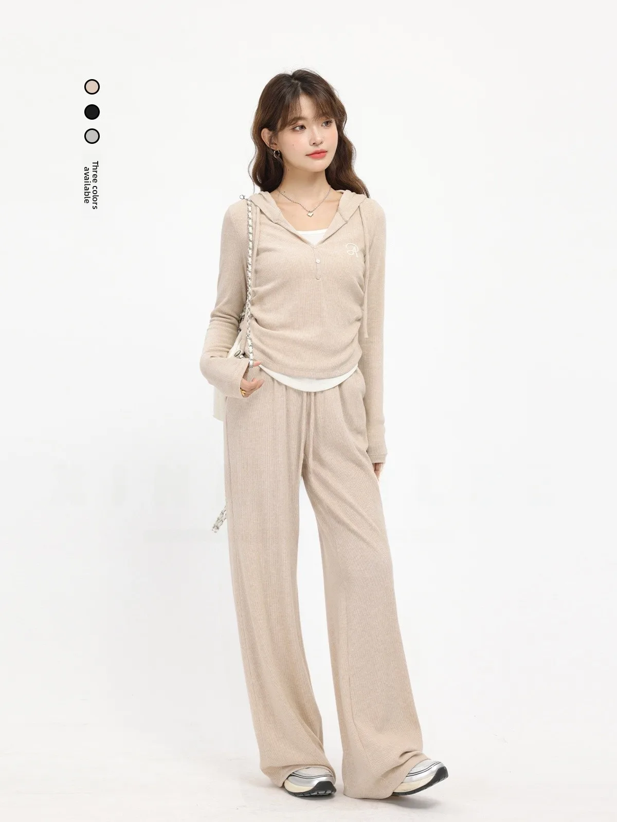 

Xinmon Light Maturity Two-Piece Set Short Hat Knitted Top Early Autumn High Waist Draped Long Pants Fashionable Workwear Ense...