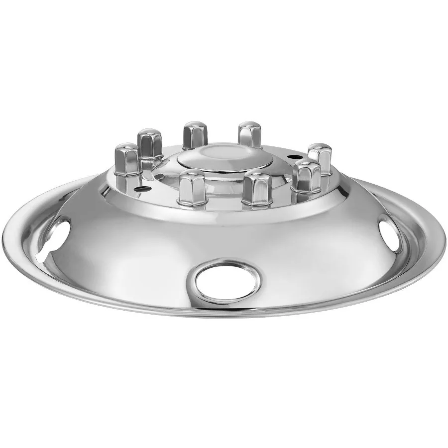 

19,5-дюймовые 10-зубые колеса. Комплект симуляторов колес из нержавеющей стали 304 с зеркальной полированной отделкой. 2 передних и 2 задних колеса.