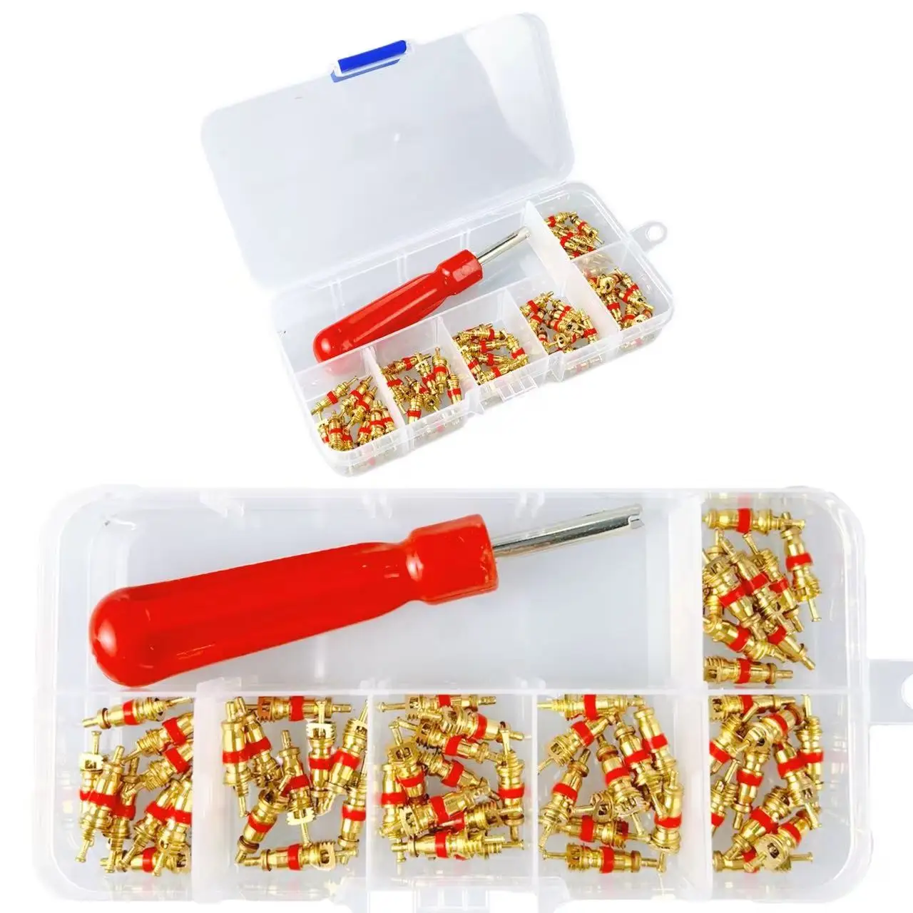 

60 сердечников клапанов из чистой меди + 1 инструмент для снятия, принадлежности для ремонта автомобильных бескамерных шин и велосипедов