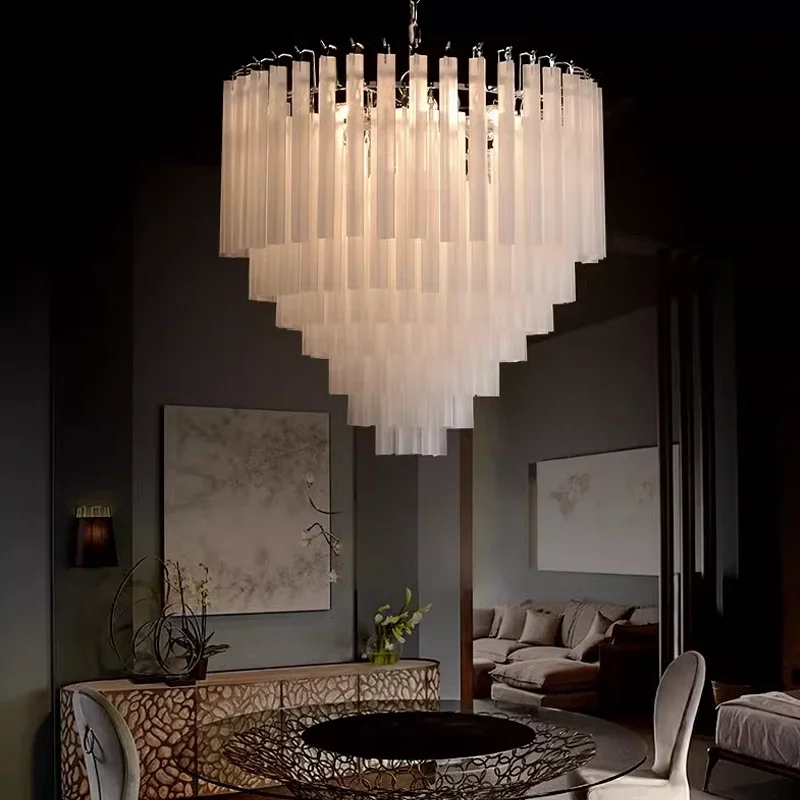 

Post Modern Living Room Pendant Chandelier Simple Art Luxury Dining Room Frosted Glass Pendant Lamp Designer Model Room Lamp