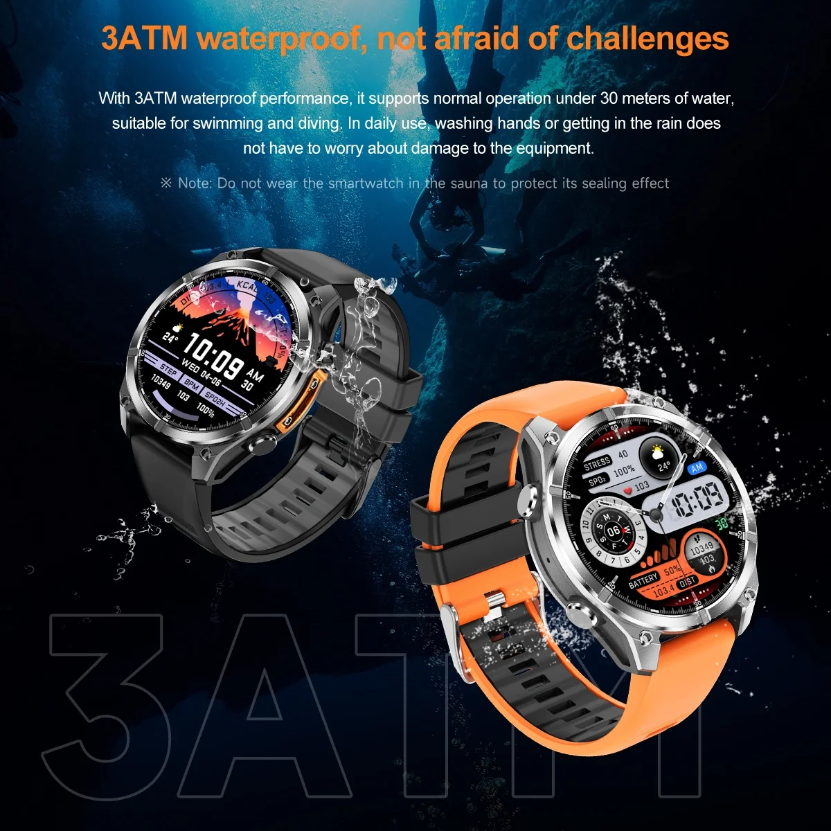 VWAR Sport Smart Watch with LED Flashlight Compass Barometer Men's Smartwatch 3ATM Waterproof Bluetooth Call for Xiaomi Huawei