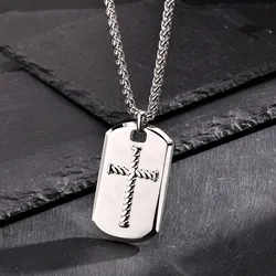 Cross DogTag Pendant Necklaces for Men Boys,High Polished Stainless Steel Pendant Necklaces,Jewelry Gifts for Husband DAD BBF