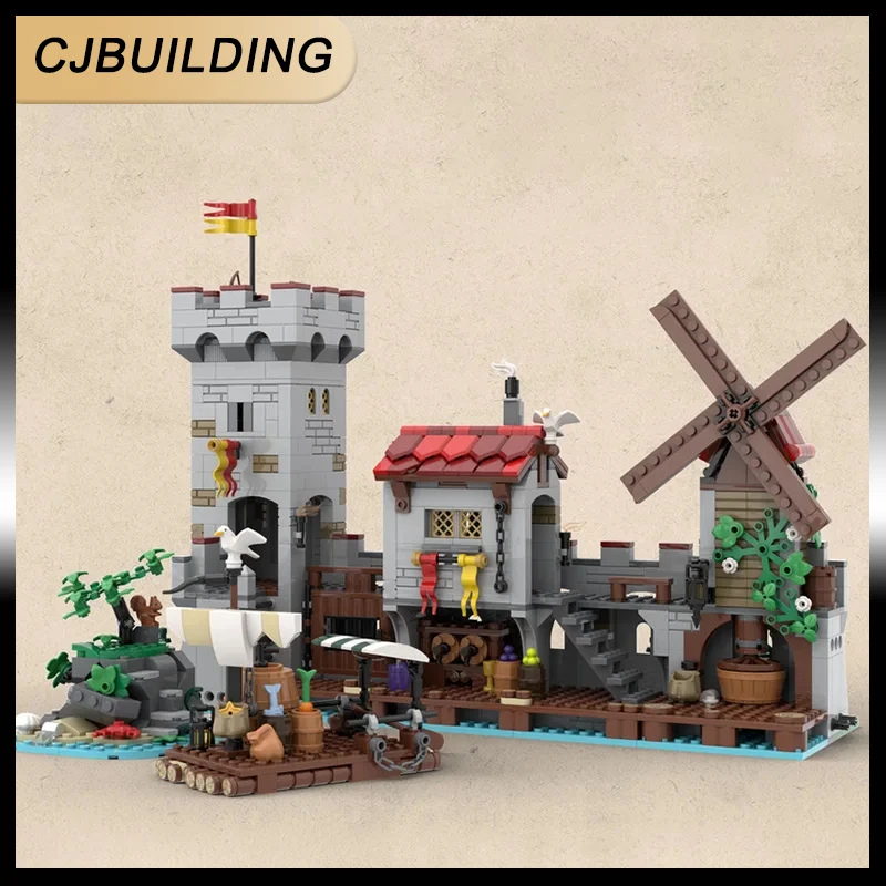 

MOC 1254pcs European Medieval Street View Seaside Market model DIY creative ideas Retro child Toy Assembly Puzzle Birthday Gift
