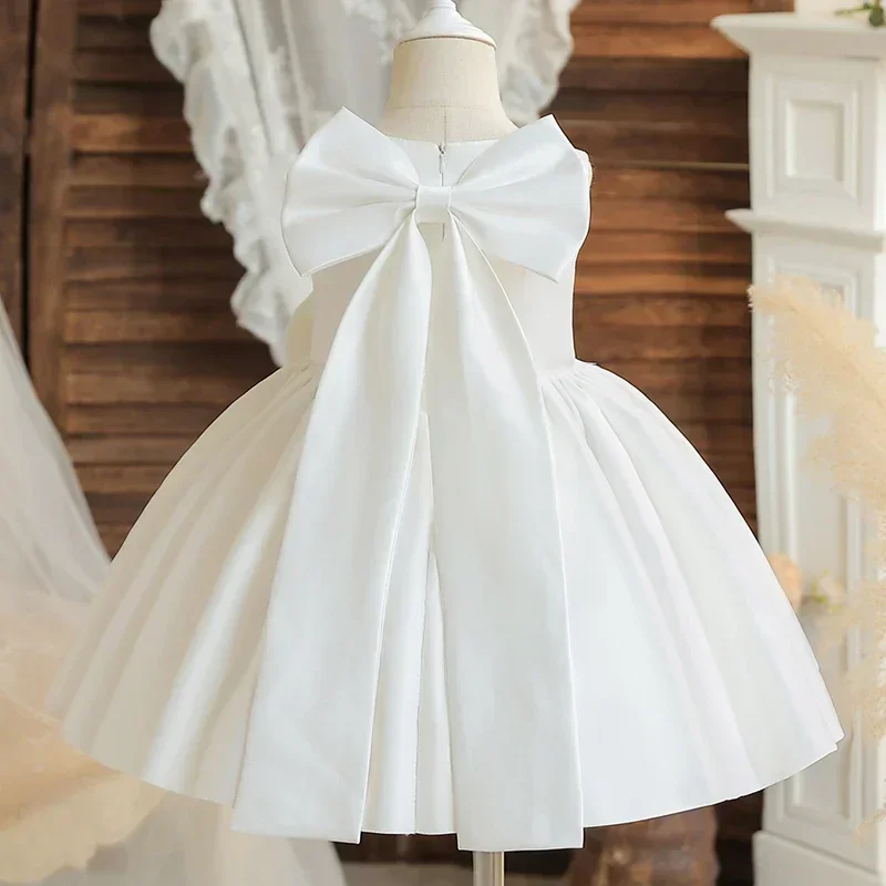 Big Bow Princess Sweet Kids Tutu Toddler Birthday Party Newborn Christening Children Baptism Baby Girls Clothes Infant Dresses