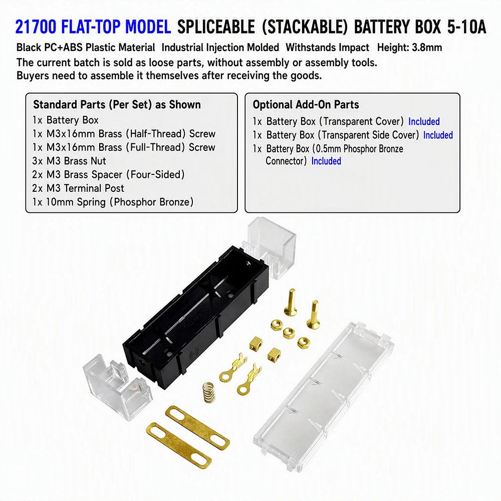DIY-Batteriehalter für 18650 21700, Verbindbare Box, Tragbarer Energiespeicher, Ohne Schweißen, Zapfenverbindungen – Detail 5