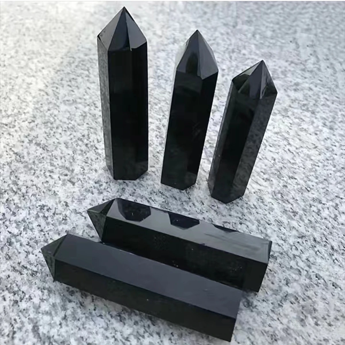 Natürlicher Obsidian Turm Punkt-schwarzer Edelstein Turm-Kristall Obelisk Zauberstab-Chakra tower-Generator poliert heilende Kristall Wohnkultur