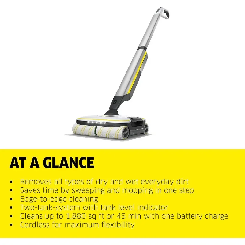 Kärcher FC7 Electric Mop & Sanitize Hard Floor Cleaner - Perfect for Laminate, Wood, Tile, LVT, Vinyl & Stone Flooring