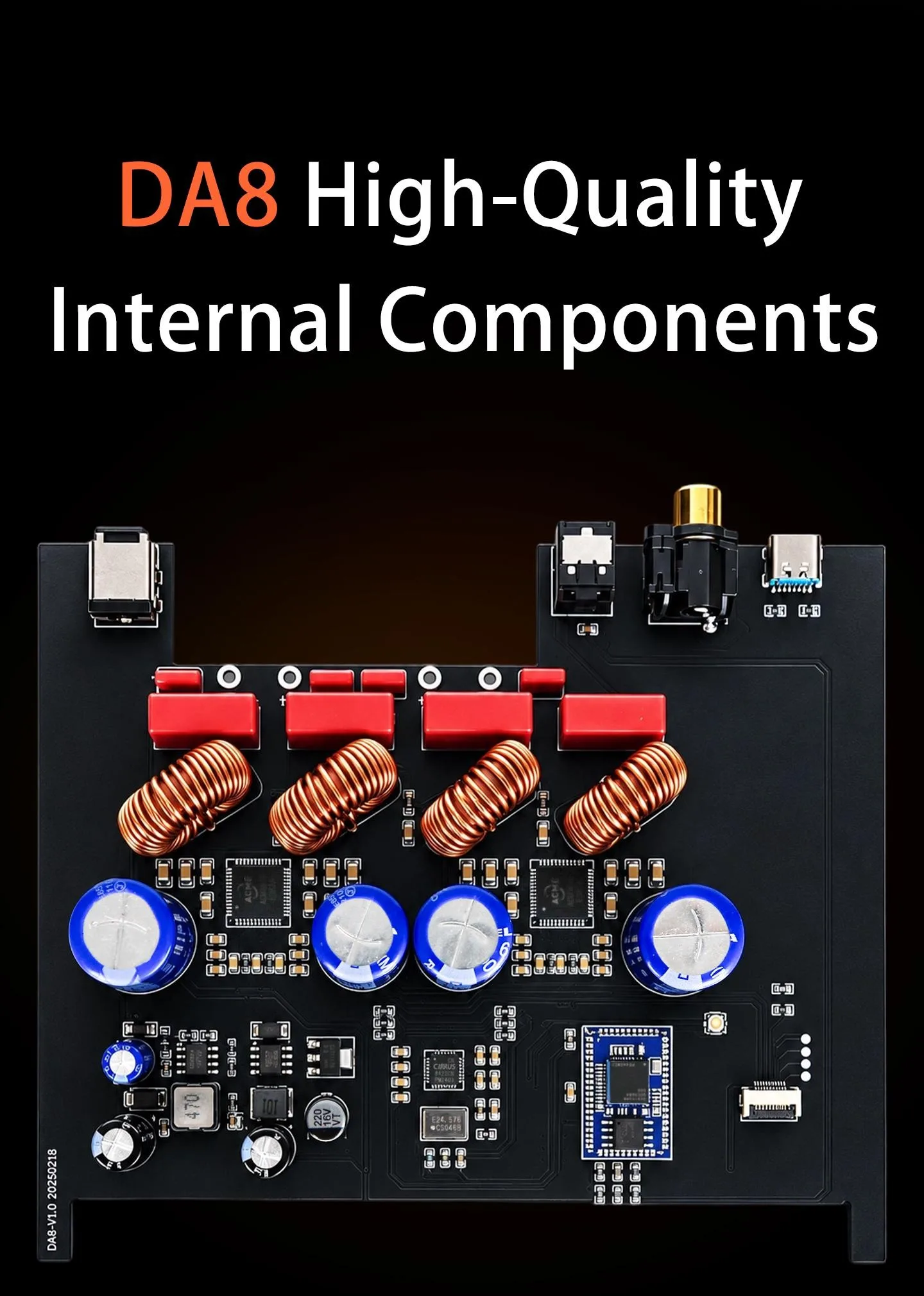 LSYSA DA8 GaN Bluetooth 6.2 HiFi-Stereo-Verstärker 300W×2 Klasse D Digital-Leistungsverstärker Optisch Koaxial USB LDAC für Heimaudio – Detail 10