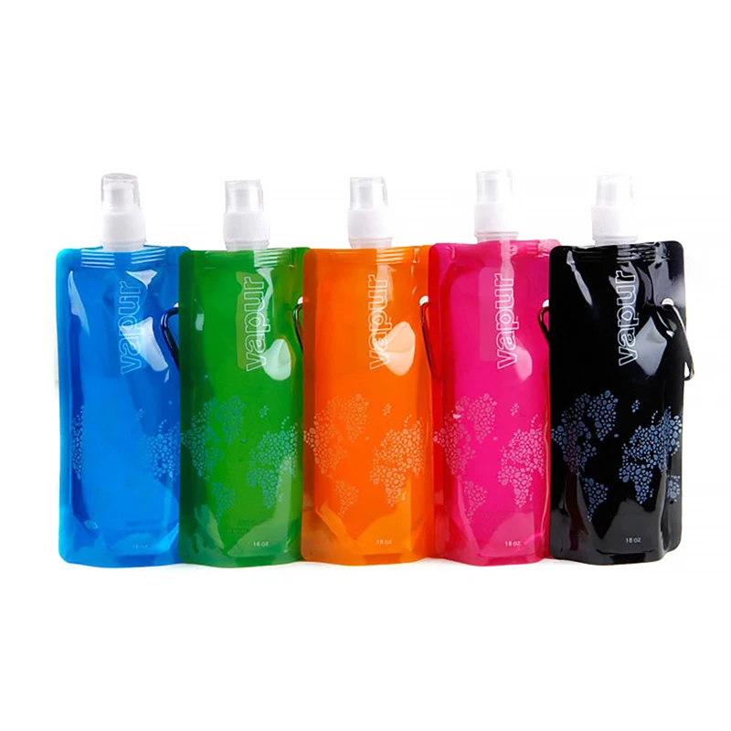 480ml Portable Foldable Water Bag Soft Flask Bottle Outdoor Sports Cycling Hiking Camping Water Bag Folding Water Bucket