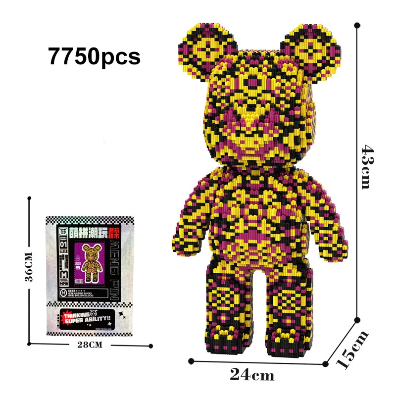 Ours Kawaii demi-anatomie Animal, 43cm, bloc de construction en brique, modèle de figurine créative, jouets de décoration pour la maison, cadeau d'anniversaire