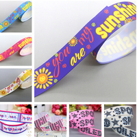 DHK 22mm 5yards Sunshine Spoiled Printed Grosgrain Ribbon Accessories Headwear Decoration Collar DIY Sewing Craft E2267