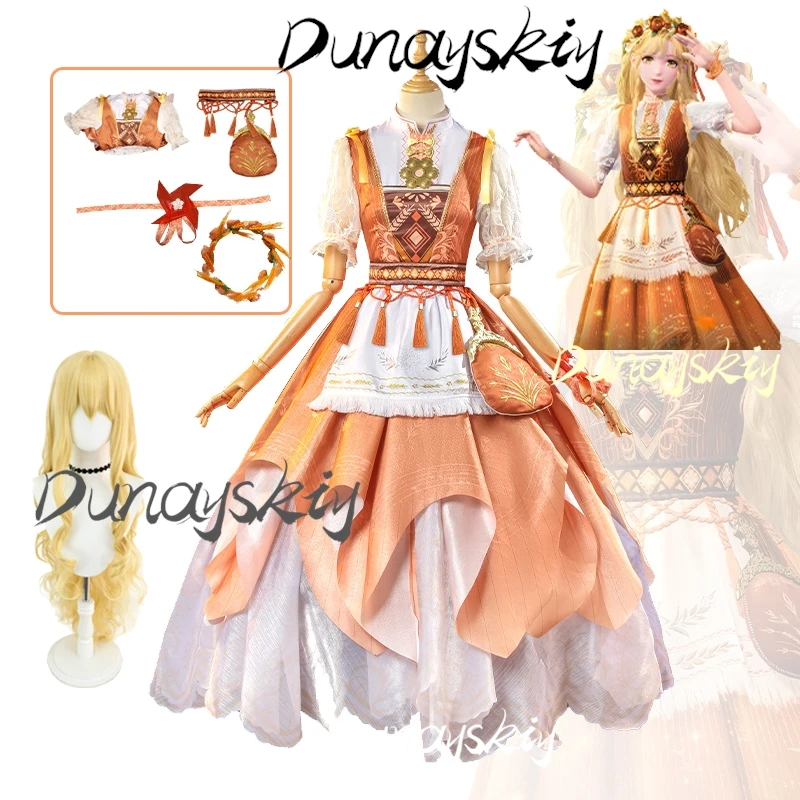 Game Infinity Nikki Cosplay Lolita Orange Dress Nikki Hometown Breeze Cosplay Costume Wig Girls Gown Party Prop Customized Item