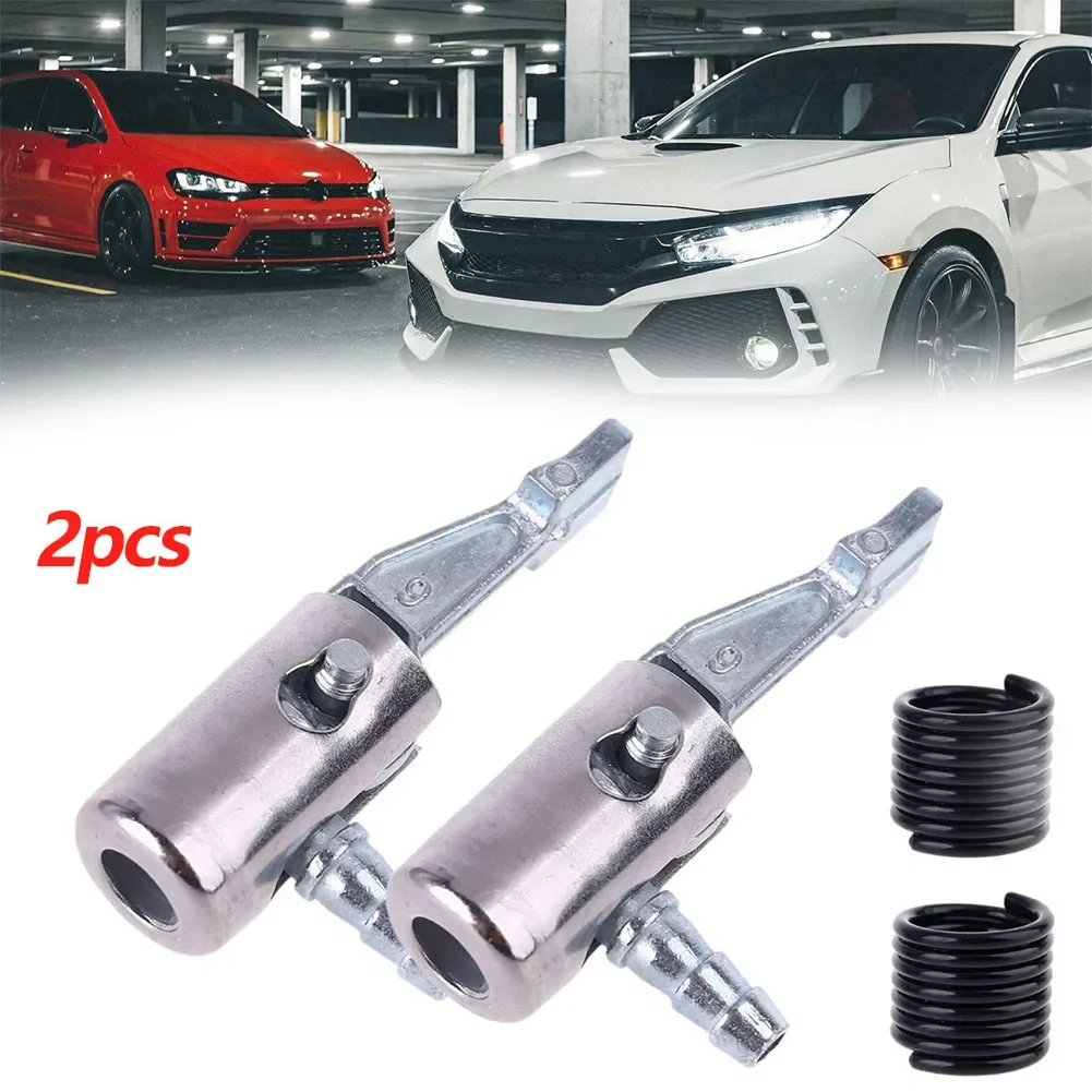 

High Quality Hot Sales Practical Useful Inflator Pump Adapter Connector Silver For Car Bike Replacement W/ Spring