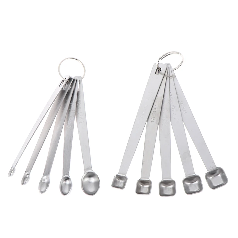 New 5Pcs/Set New Stainless Steel Small Measuring Spoons Seasoning Dry And Liquid Ingredients Kitchen Accurate Cooking Gadgets