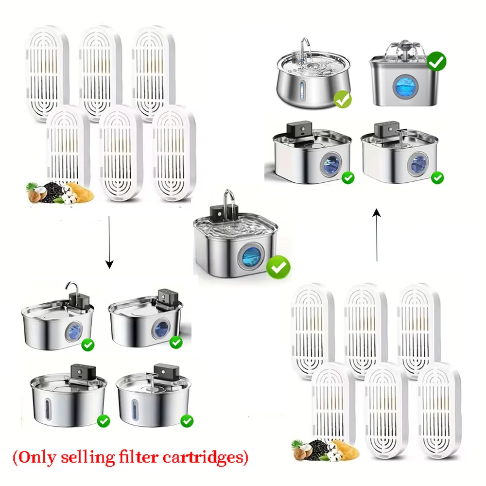 8/15Pcs Cat Water Fountain Replacement Filter Elements Pet Drinking Bowl Auto Drinking Fountain Filter for Cats Dog