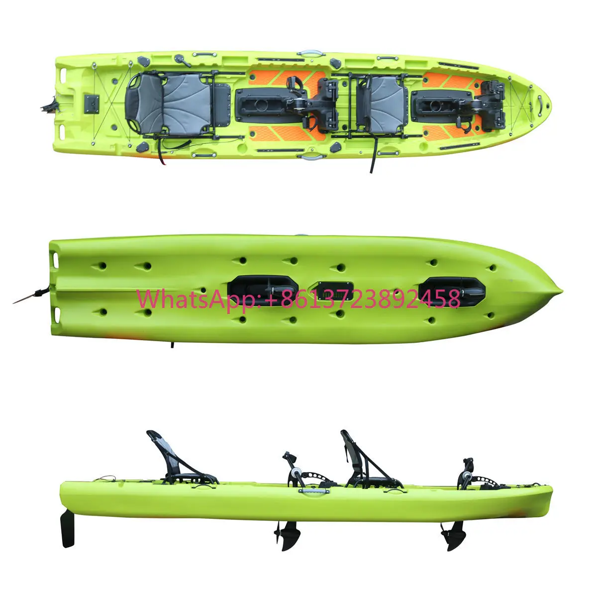 Kayak Profesional Vicking 2025 de Nuevo Diseño para 2 Personas, Kayak Tándem a Pedal, Canoa de Pesca con Motor Eléctrico