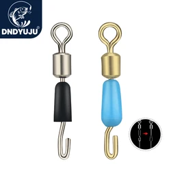 DNDYUJU 50pcs Black/Blue Quick Change Fishing Swivel Snap Rubber Sleeve Rolling Swivel Fishing Line Clip Carp Fishing Accessorie