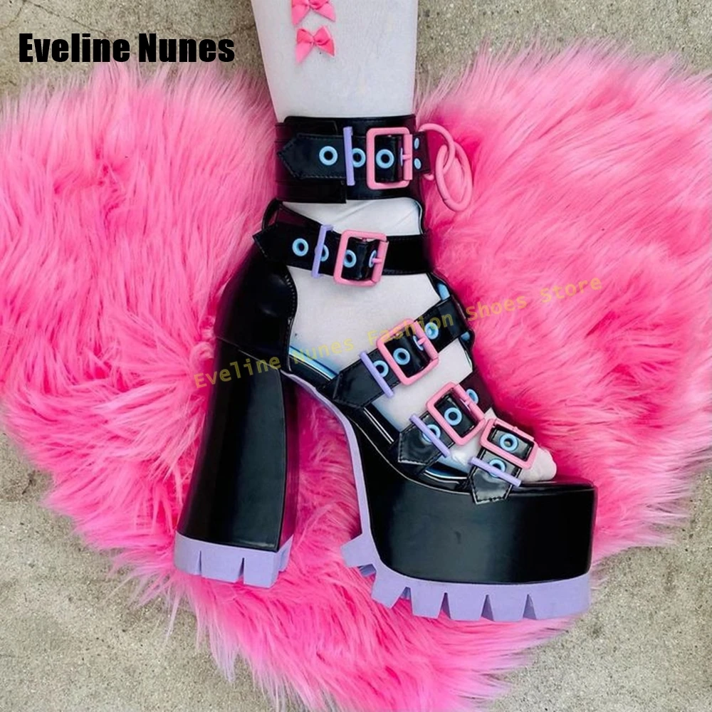 المزاج الحالي صنادل أرضية مع كابوس الحلو أجهزة الباستيل الأسود براءات الاختراع مثير كول حار فتاة مضخات 2025 الصيف Y2K نمط #1