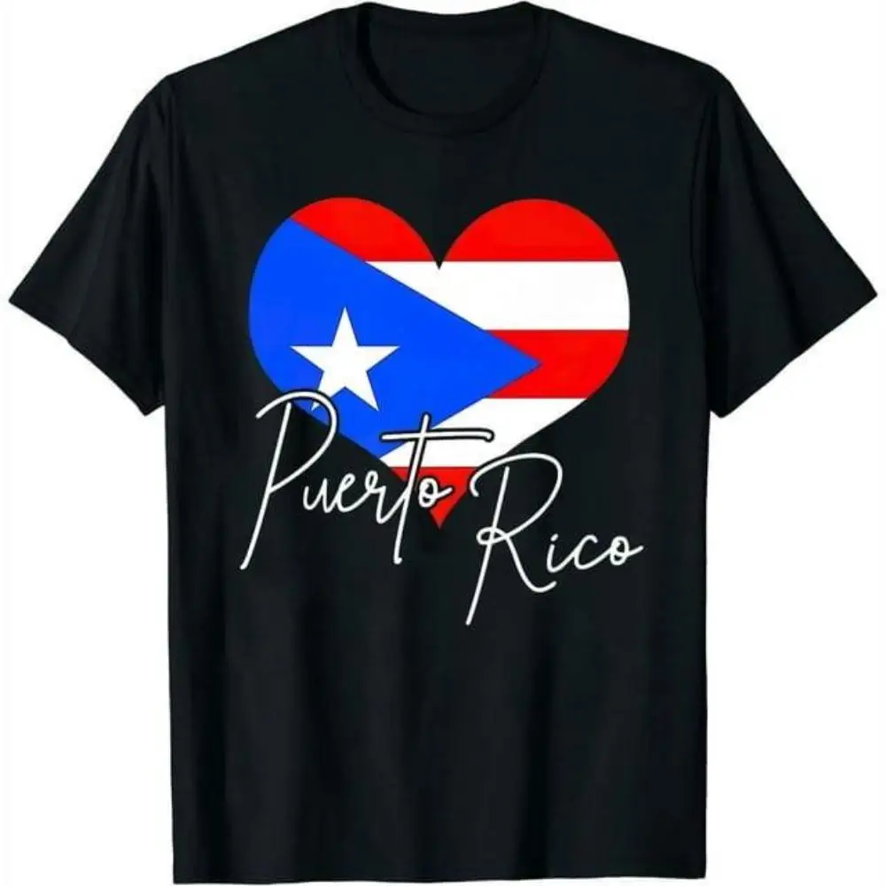 

Puerto Rico Flag T Shirt for Men Women Heart Shape Graphic Tee Rican Pride Gift Cotton Top Summer Streetwear Casual Clothes