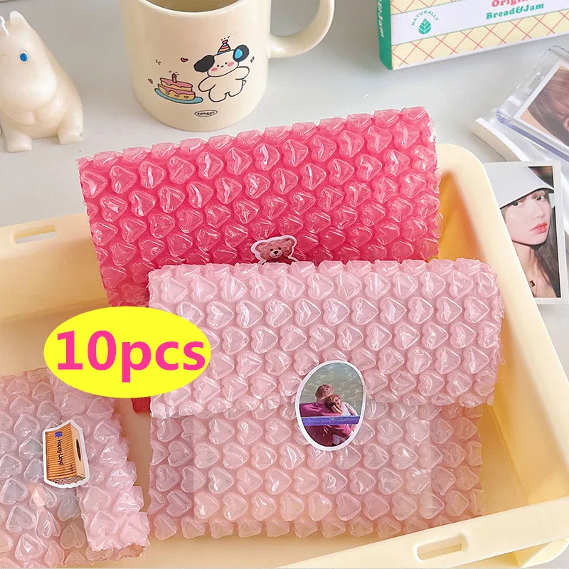 10pcs/pack Pink Love Bag Bubble Envelope Idol Card Storage Envelope Padded Packaging Bag Envelope Business Mailing Cute Classic