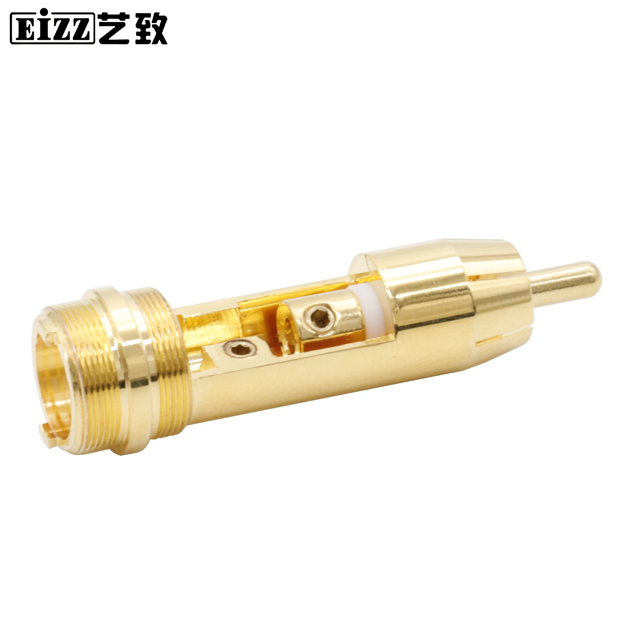 EIZZ High End RCA Jack 24K Gold plated Male RCA Plug Connector Adapter With Lock Audio Signal Cable Wire Terminal DIY Phono