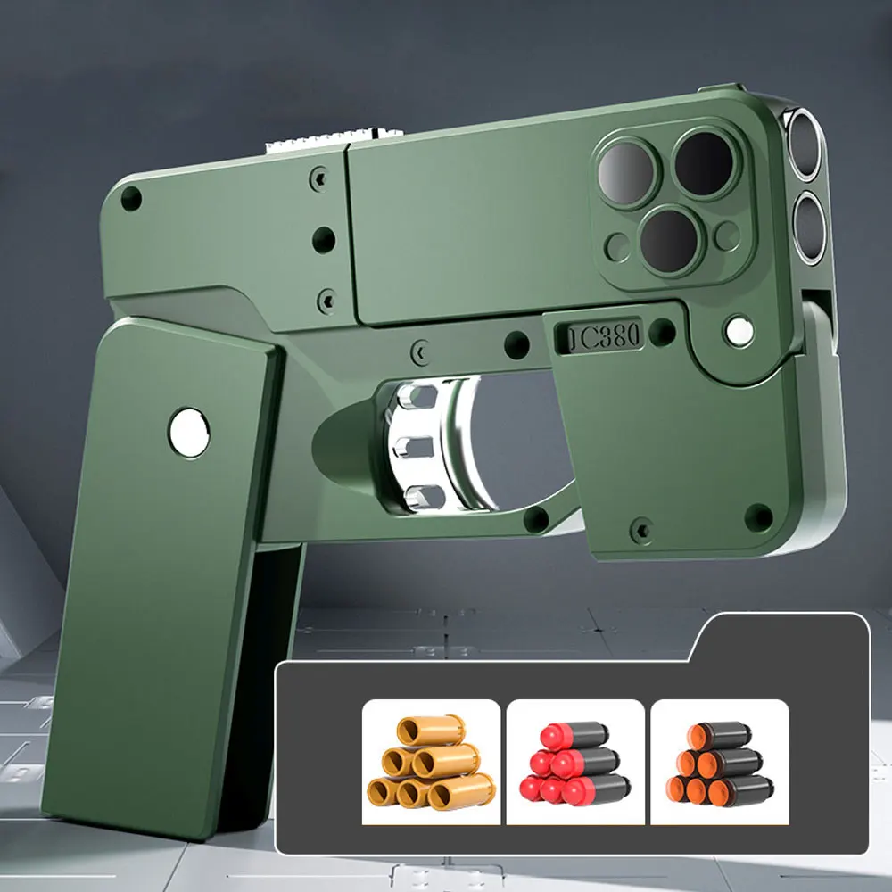 Phone 15 15Pro 15Pro Max Folding Mobile Phone Soft Bullet Launcher Mini Portable Toy Gun Model Adult Games Toy M4 AR15 AK ZG282