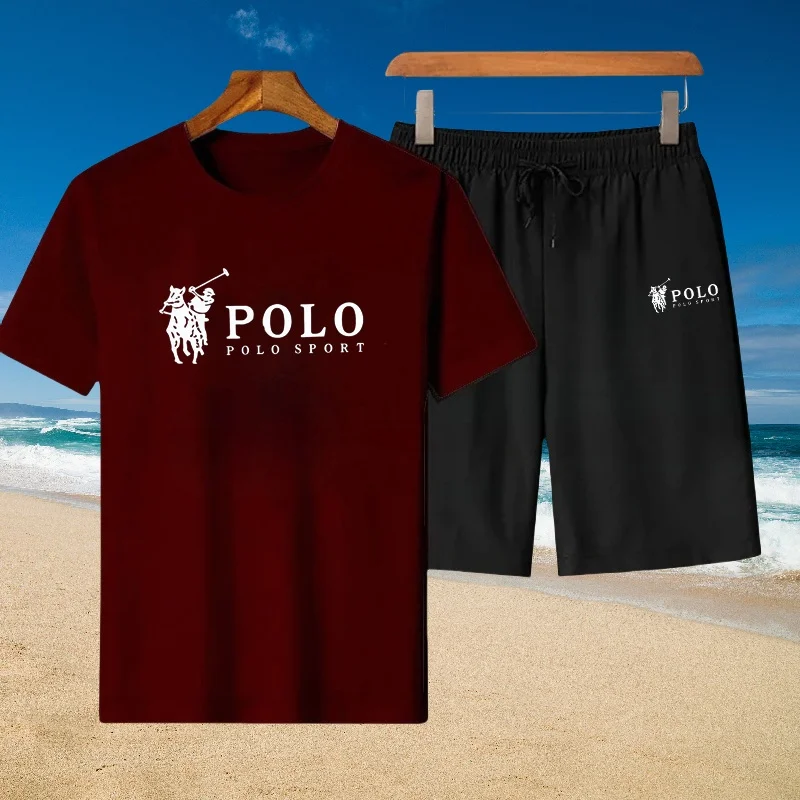 Men's casual summer cotton short-sleeved T-shirt + jogging shorts two-piece breathable fitness fashion sportswear set - Image 6