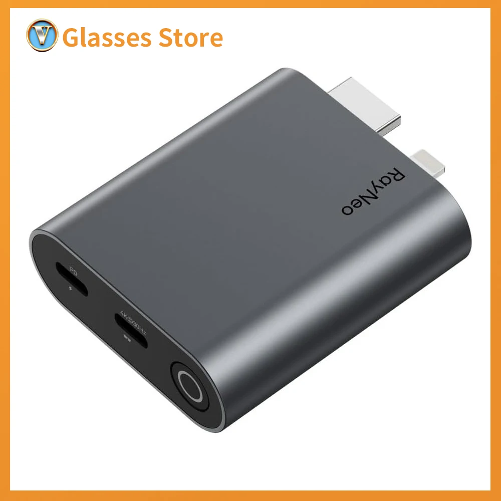 RayNeo HDMI Adapter With Lightning Port Devices Built-in Battery Charge and Play 1080P@120Hz For Air 3s Pro/Air 2s XR Glasses