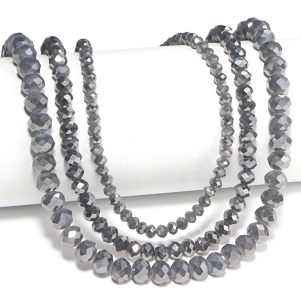 1 String 4 6 8mm Faceted White Jade Crystal Beads Flat Glass Abacus Bead for Jewelry Making DIY Bracelets Earring Accessories