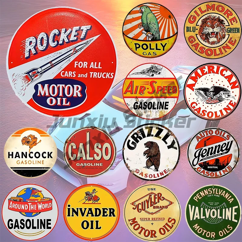 

Personality Retro Car Stickers Motor Oil Gas Round Sign Vinyl Decal Waterproof Auto Accessory Decoration