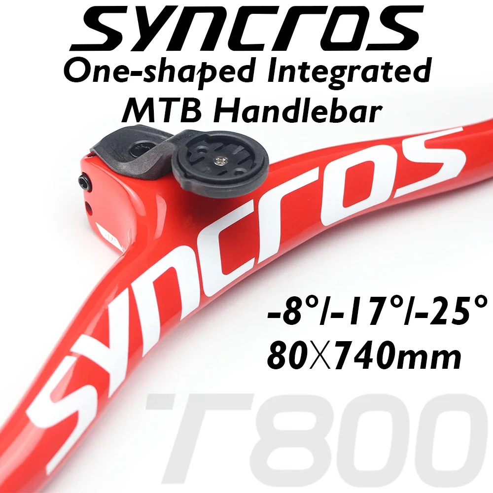 Syncros MTB Handlebar FRASER IC SL Red/Silver Spark RC WC NINO Gloss Carbon -8/-17/-25 Degree Stem with Computer Mount Spacers