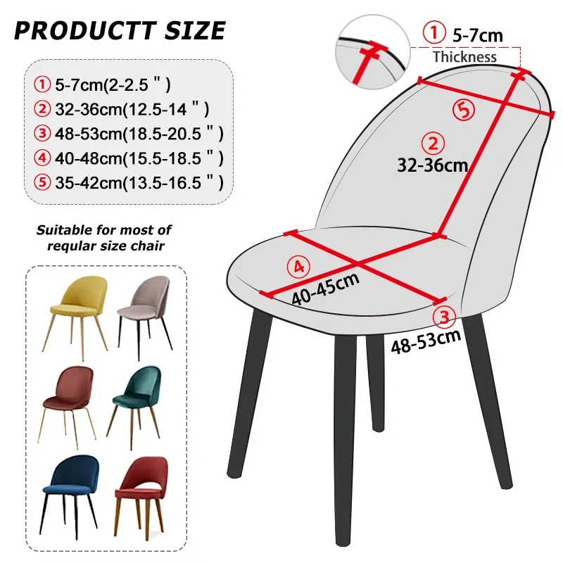 Duckbill Chair Cover Solid Color Chair Cover for Dining Room Stretch Short Back Seat Cover Elastic Seat Cover Stretch for Home