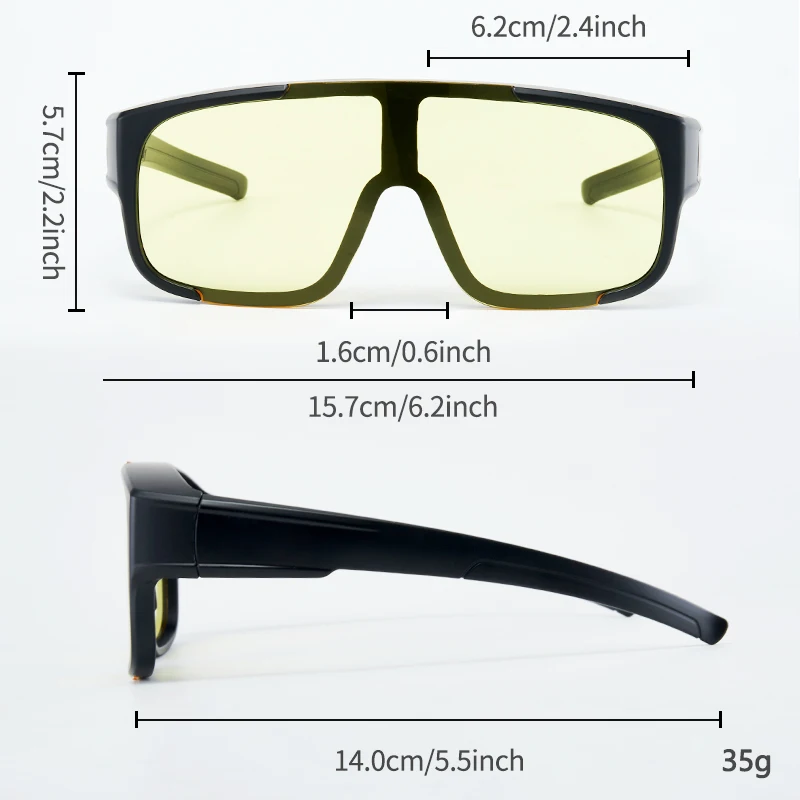 1Pc Men's Sports Glasses New Cool Trendy Retro Large Frame Goggles Personality Street Style Suitable for Outdoor Motorcycle Ridi