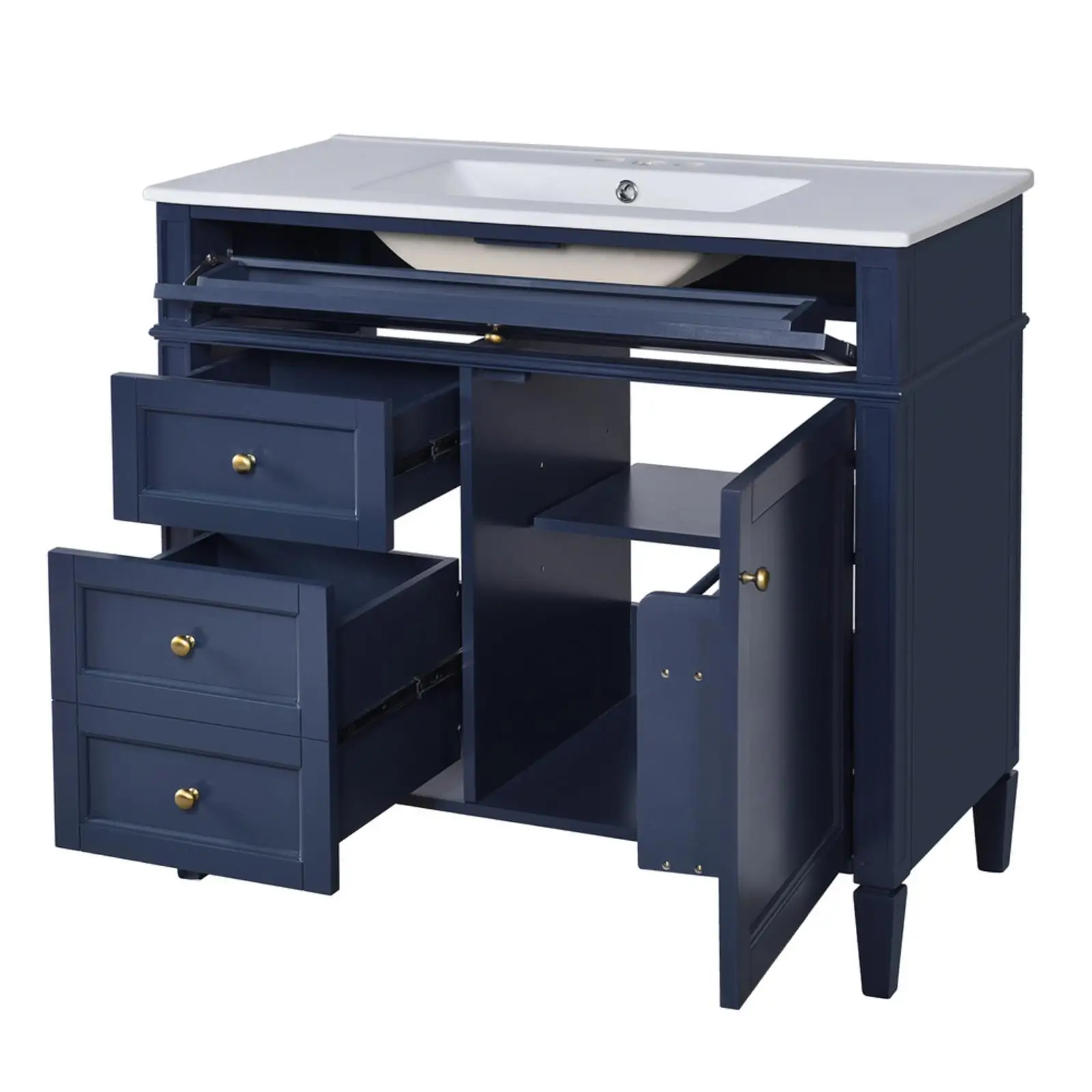 

36 Inch Vanity Sink Top Cabinet with Soft-close Drawers and Water-resistant Finish for Luxury Bathroom Interiors